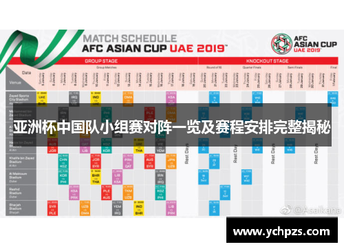 亚洲杯中国队小组赛对阵一览及赛程安排完整揭秘